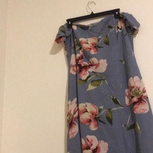 Off-The-Shoulder Floral Slit Maxi Dress